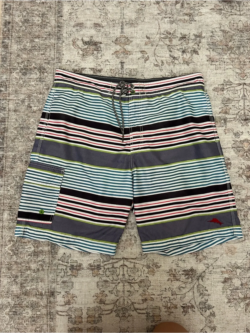 Striped Swim Trunks Board Shorts Drawstring Quick Dry Men's 34 Tommy Bahama L